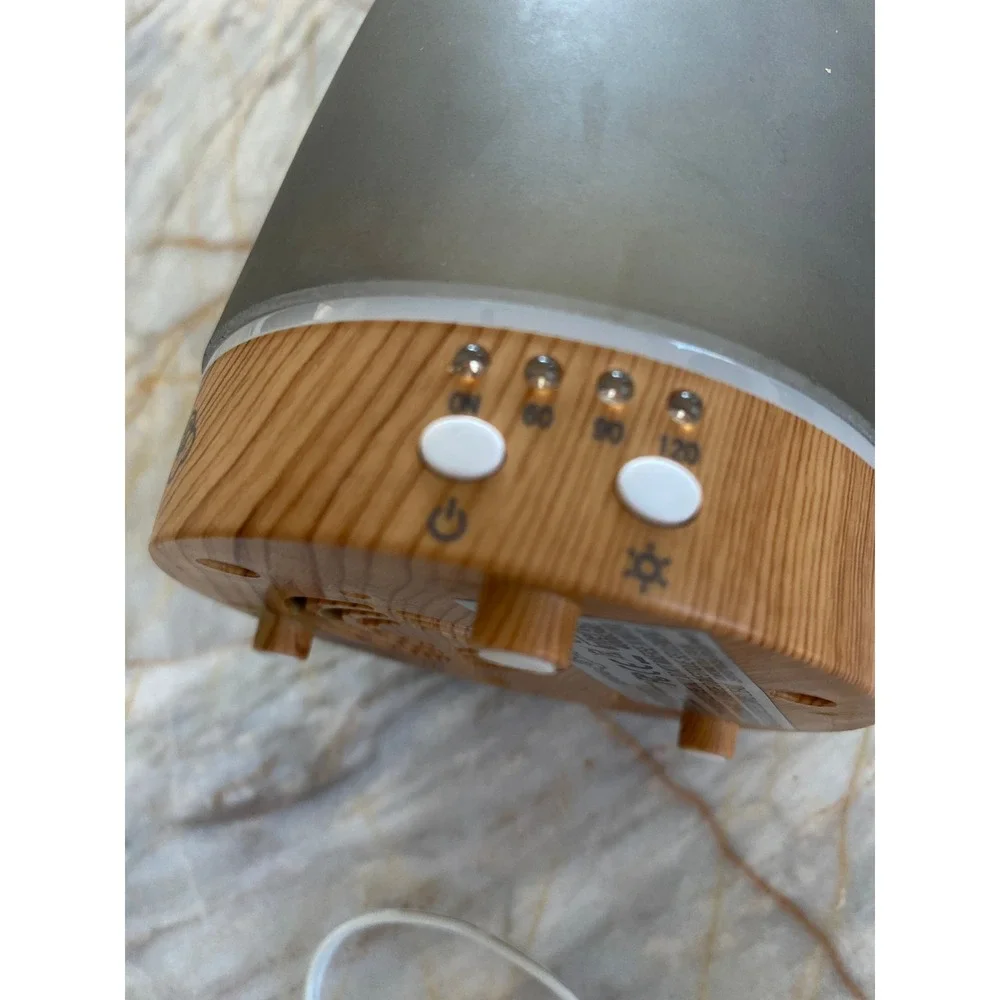 Serene House Ultrasonic Essential Oil Diffuser Frosted Gray Glass Wood Base